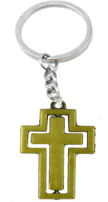 faynci Decorative Golden Cross Metal Rotatable Keychain Key Chain