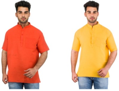 DESHBANDHU KHADI Men Solid Straight Kurta(Multicolor)