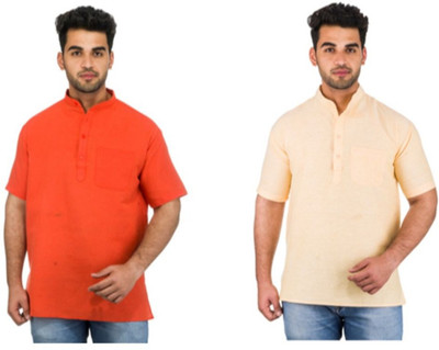 DESHBANDHU KHADI Men Solid Straight Kurta(Multicolor)