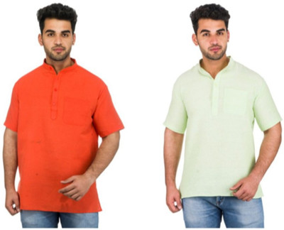 DESHBANDHU KHADI Men Solid Straight Kurta(Multicolor)