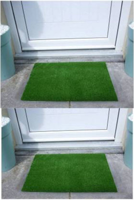 Shreejee PP (Polypropylene) Door Mat(Green, Medium, Pack of 2)
