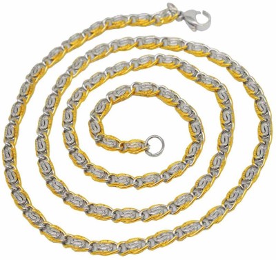 Shiv Jagdamba 4mm Thickness Dual Tone Gold Silver Spiral Link Fashion Unisex Boyfriend Gift Stainless Steel Chain