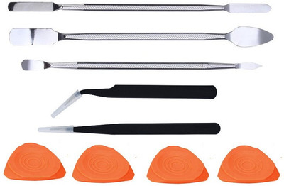 PagKis Set of 3 Metal Openers, 2 black tweezers and 4 plastic openers for Mobile, Laptop Opening & Repair Hand Tool Kit(9 Tools)