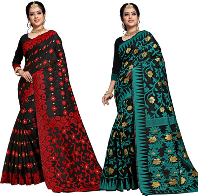 jayant creation Woven Jamdani Cotton Silk Saree(Pack of 2, Multicolor)