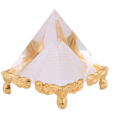 PETRICHOR 2.3 inches Crystal Feng Shui Crafts Pyramid with Gold Stand for Prosperity, Positive Energy & Good Luck | Decoration & Gifts Decorative Showpiece  -  5.8 cm(Crystal, Clear)