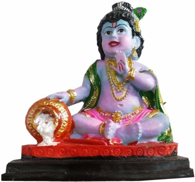salvusappsolutions Marble Powder Laddu Gopal Bal Krishna || Hand Carved Baby Krishna Resin Idol Sculpture Statue- 4 Inch Decorative Showpiece  -  11 cm(Marble, Multicolor)