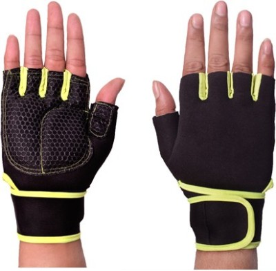 Snipper Lycra Open 111 Padded Gym Gloves for Weightlifting Gym & Fitness Gloves(Green, Black)