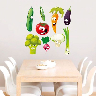 Wallzone 70 cm Kitchen Vegtables Removable Sticker(Pack of 1)