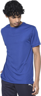 PUMA Solid Men Round Neck Blue T-Shirt