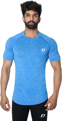 Decisive Sporty Men Round Neck Blue T-Shirt