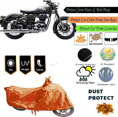 MotohunK Two Wheeler Cover for Royal Enfield(Battle Green, Orange)