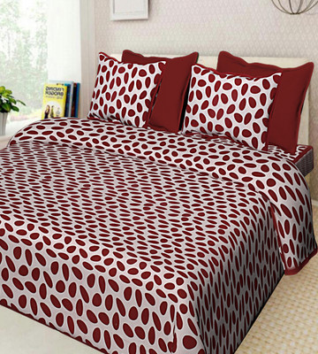 UNIQCHOICE 120 TC Cotton Double Printed Flat Bedsheet(Pack of 1, Maroon)