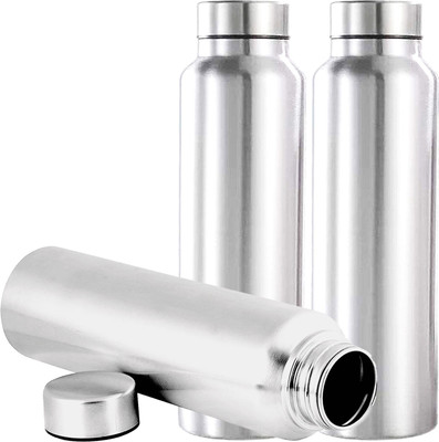 KUBER INDUSTRIES 1000 ml Steel Bottle(Pack of 3, Silver)