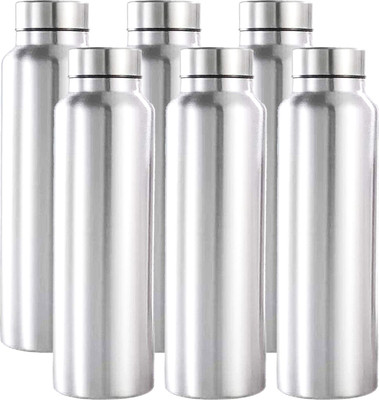 KUBER INDUSTRIES 1000 ml Steel Bottle(Pack of 6, Silver)