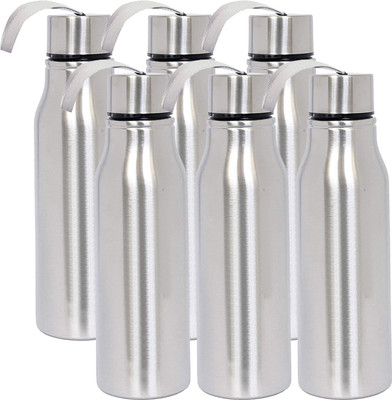 KUBER INDUSTRIES 1000 ml Steel Bottle(Pack of 6, Silver)