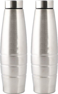 KUBER INDUSTRIES 1000 ml Steel Bottle(Pack of 2, Silver)
