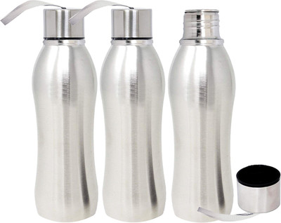 KUBER INDUSTRIES 1000 ml Steel Bottle(Pack of 3, Silver)