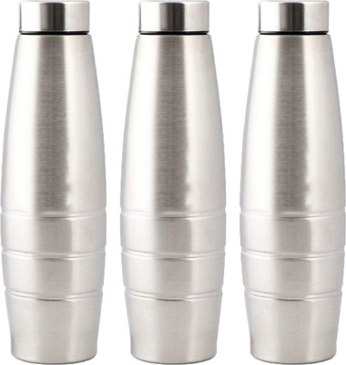 KUBER INDUSTRIES 1000 ml Steel Bottle(Pack of 3, Silver)