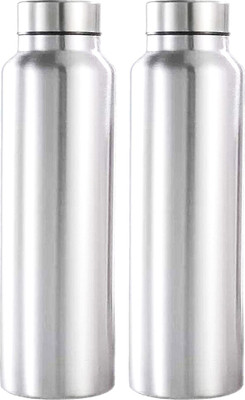 KUBER INDUSTRIES 1000 ml Steel Bottle(Pack of 2, Silver)