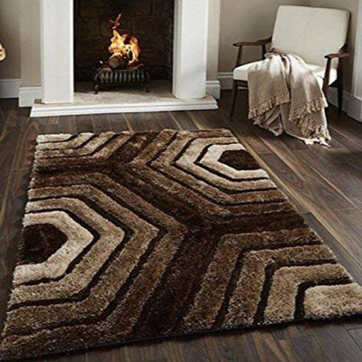 shopgallery Brown Polyester Carpet(4 ft,  X 6 ft, Rectangle)