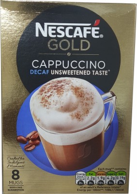 Nescafe Gold Cappuccino Decaf unsweetened Taste Instant Coffee Sachets (8 x 15g), 120g Instant Coffee(120 g)