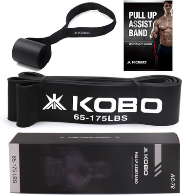KOBO Power Loop Pull Up Assist Bands for Exercise with Door Anchor & Workout Guide Fitness Band(Black, Pack of 3)