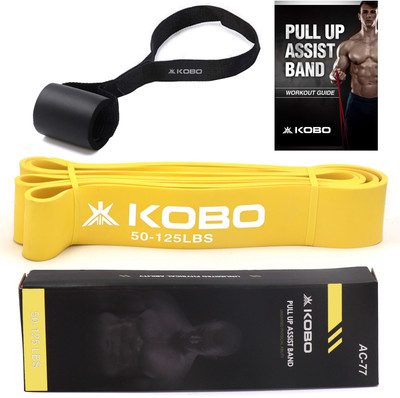 KOBO Power Loop Pull Up Assist Bands for Exercise with Door Anchor & Workout Guide Fitness Band(Yellow, Pack of 3)