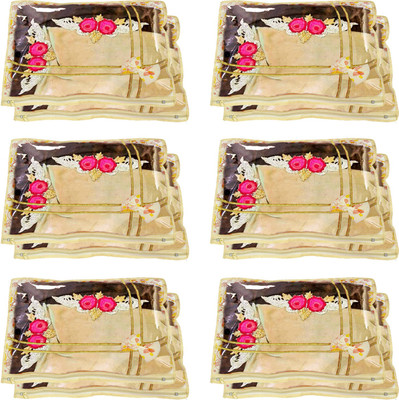 KUBER INDUSTRIES Flower Designer Non Woven Red Flower Design Single Packing Saree Cover 12 Pcs Set CTKTC030705(Multicolor)