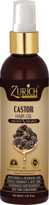 Zurich Cold Pressed Castor Hair Oil For Hair Growth, Moisturizing & Nourishment with Pure Castor, Olive, Amala, Rosemary, Seasame, Vitamin E & Many More Natural Herbs – No Hexane & Silicon - Non Sticky & Non Greasy Hair Oil(120 ml)