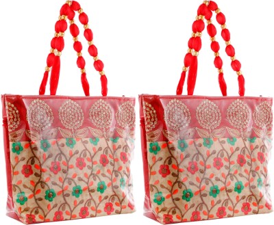 KUBER INDUSTRIES Women Red, Beige Handbag(Pack of: 2)