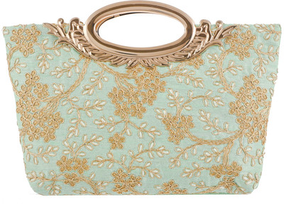 KUBER INDUSTRIES Women Green, Gold Hand-held Bag