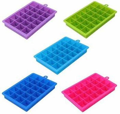 Angel Enterprise Silicone Ice Cube Trays - 24 Cavity per Ice Tray - Flexible Stackable Mini Cocktail Whiskey Ice Cube Mold Storage Containers Multicolor Plastic Ice Cube Tray(Pack of5) Angel Enterprise Silicone Ice Cube Trays - 24 Cavity per Ice Tray - Flexible Stackable Mini Cocktail Whiskey Ice Cube Mold Storage Containers Multicolor Plastic Ice Cube Tray(Pack of5)