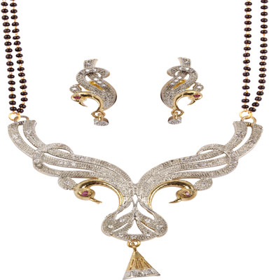 Shiv_Jewels Alloy Gold-plated Gold, White, Black Jewellery Set(Pack of 1)