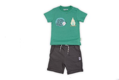 milou Boys Casual T-shirt Shorts(Green, Grey)