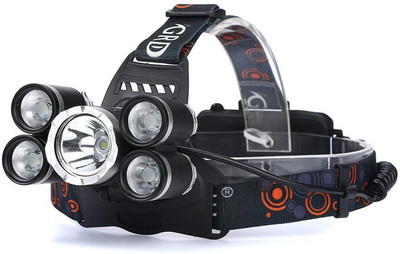 Care 4 5 bulb with 4 modes long range zoomable headlamp with 2 rechargeable batteries LED Headlamp(Black)