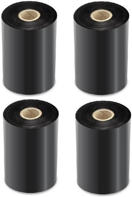 youtech 80x300mtr (3.15inchX300meters) Wax Ribbons Ink Barcode Labels ink Hight Quality Set of 4 Non-adhesive Paper Label(Black)