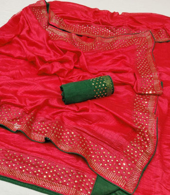 Aarvi impax Printed Bollywood Art Silk Saree(Red)