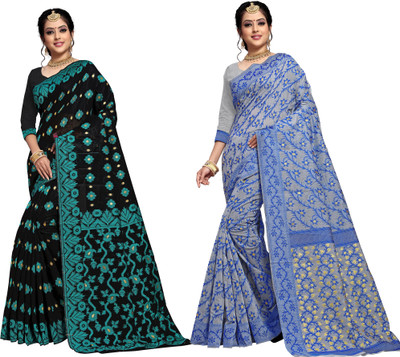 jayant creation Woven Jamdani Cotton Silk Saree(Pack of 2, Multicolor)