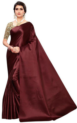 RENSILAFAB Embroidered, Solid/Plain Bollywood Pure Silk Saree(Maroon)