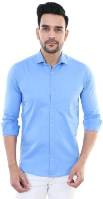BLUE MARTIN Men Solid Casual Blue Shirt