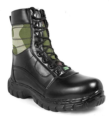 Para Commando Genuine Leather Army Print Long Military Combat Boots Boots For Men(Black , 10)