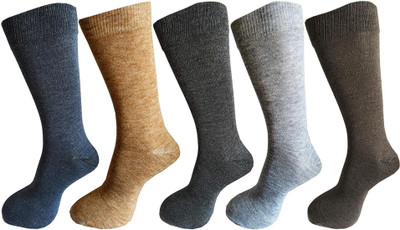 PinKit Men Solid, Self Design Calf Length(Pack of 5)