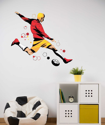 Wallzone 85 cm Foot Ball Player Removable Sticker(Pack of 1)