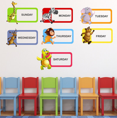 Wallzone 90 cm Week Days Removable Sticker(Pack of 1)