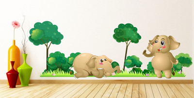 Littlebuds 100 cm Elephants Removable Sticker(Pack of 1)