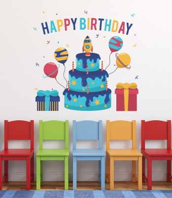 Wallzone 70 cm Happy Birthday Removable Sticker(Pack of 1)