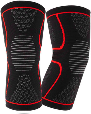 Leosportz Sports Pain Relief knee sleeve knee cap knee guard Knee Support(Red, Black)