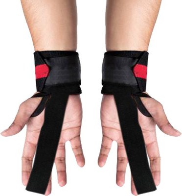 JMO27Deals 1 (Pair) Weight Lifting Wrist Support with Velcro closure Wrist Support(Red, Black)