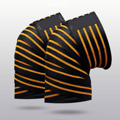 keycraze Weight Lifting Knee Wraps Straps Unisex - 84 inches Long Adjustable Knee Support Knee Support(Yellow, Black)