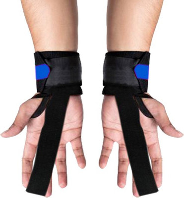 JMO27Deals 1 (Pair) Weight Lifting Wrist Support with Velcro closure Wrist Support(Blue, Black)